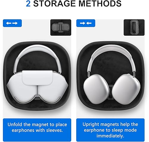 Miniatura 8 de Funda rígida para AirPods Max con modo de suspensión, funda de viaje mejorada para auriculares con funda de silicona para auriculares y bolsillo de
