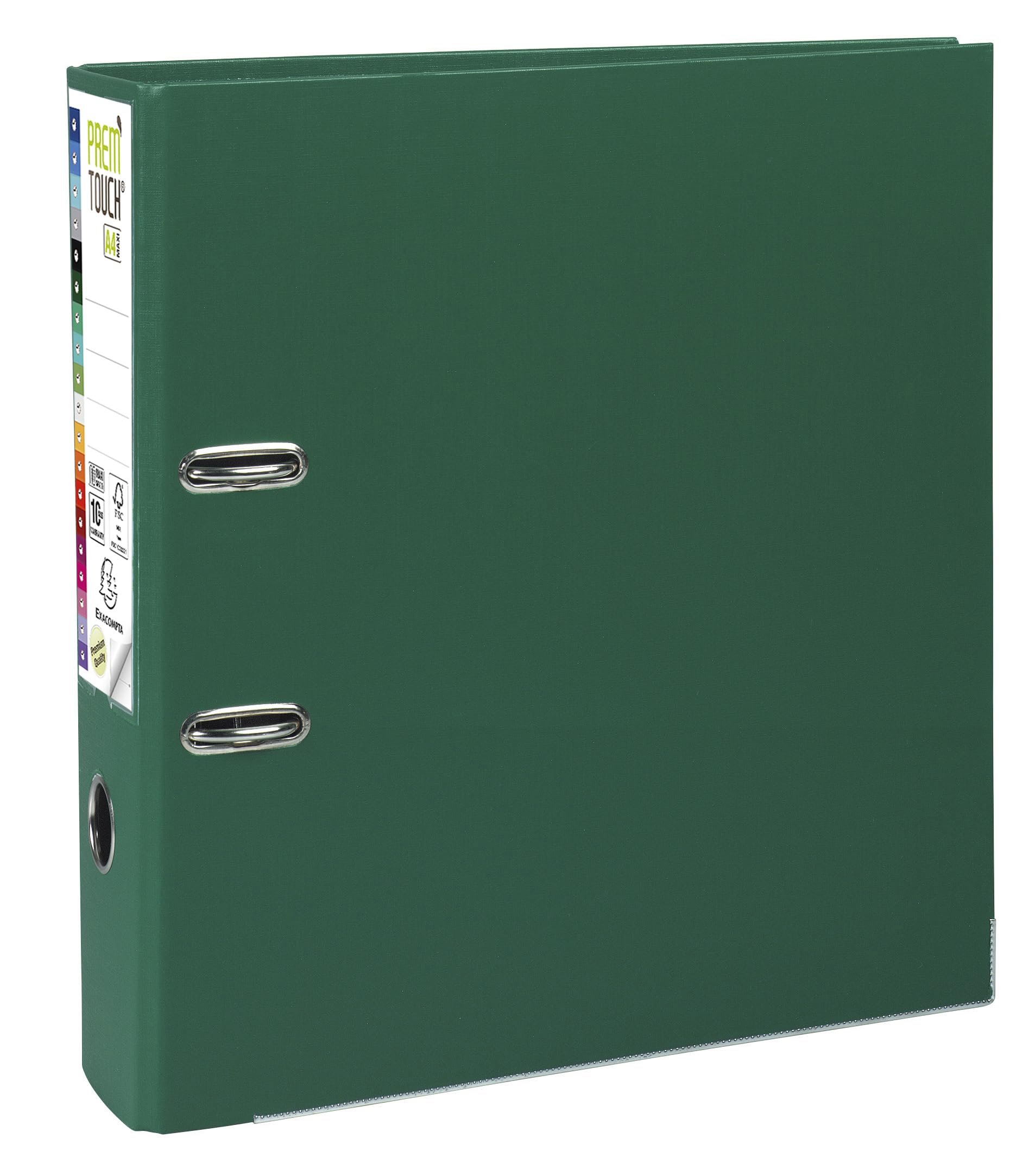 Exacompta - Réf. 53353E - Carton de 10 classeurs à levier A4 MAXI Prem'Touch - Dos 80 mm - Mécanique 80 mm - Dimensions extérieures : 32 x 30 x 8 cm - Format à classer A4 Maxi - Coloris : Vert foncé