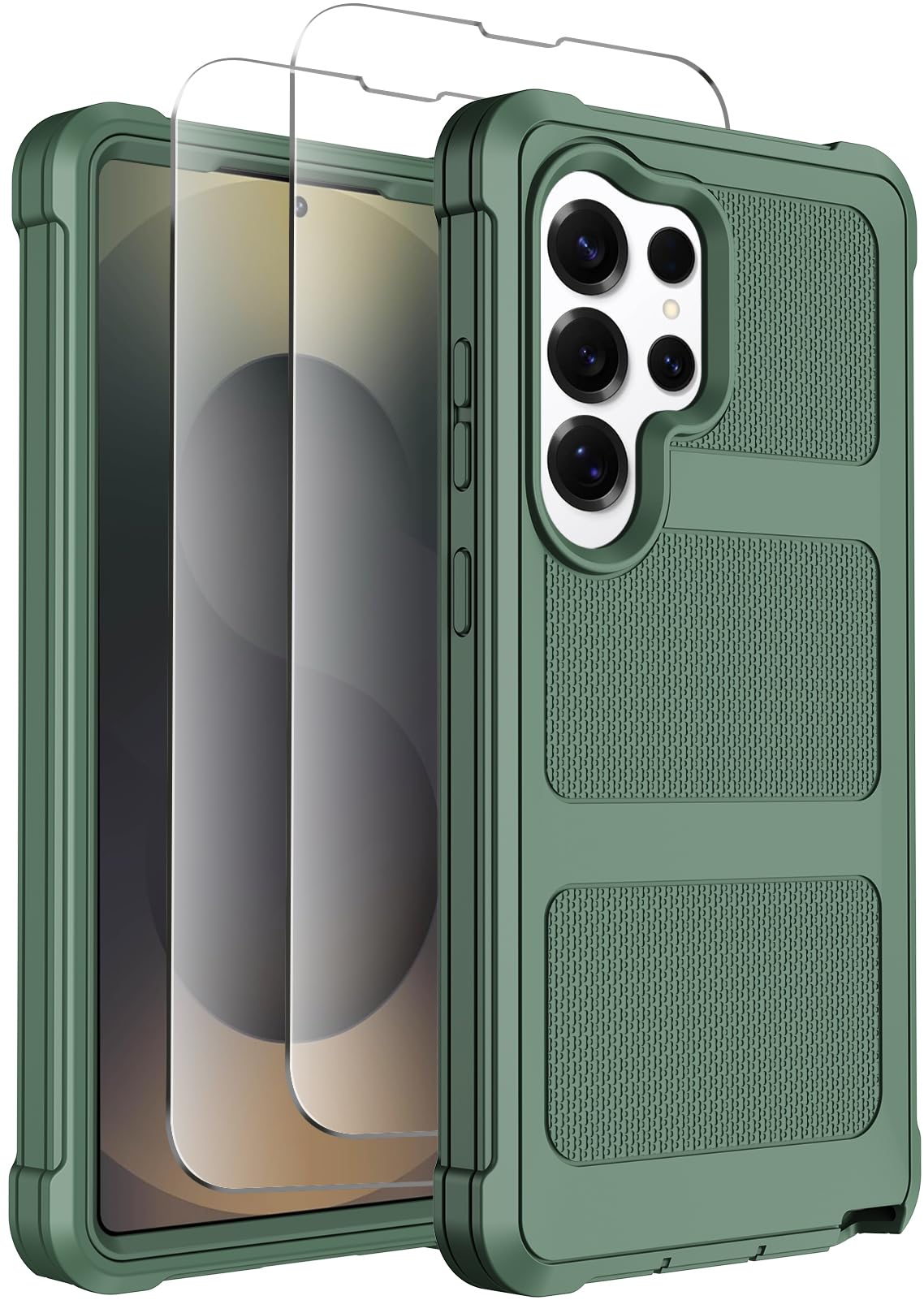 Temcase for Samsung Galaxy S25 Ultra Case with Screen Protector X2, Dual-Layer Heavy Duty Rugged Bumper Tough Non-Slip Anti-Scratch Shockproof Protective Phone Case for Galaxy S25 Ultra 5G (Teal)