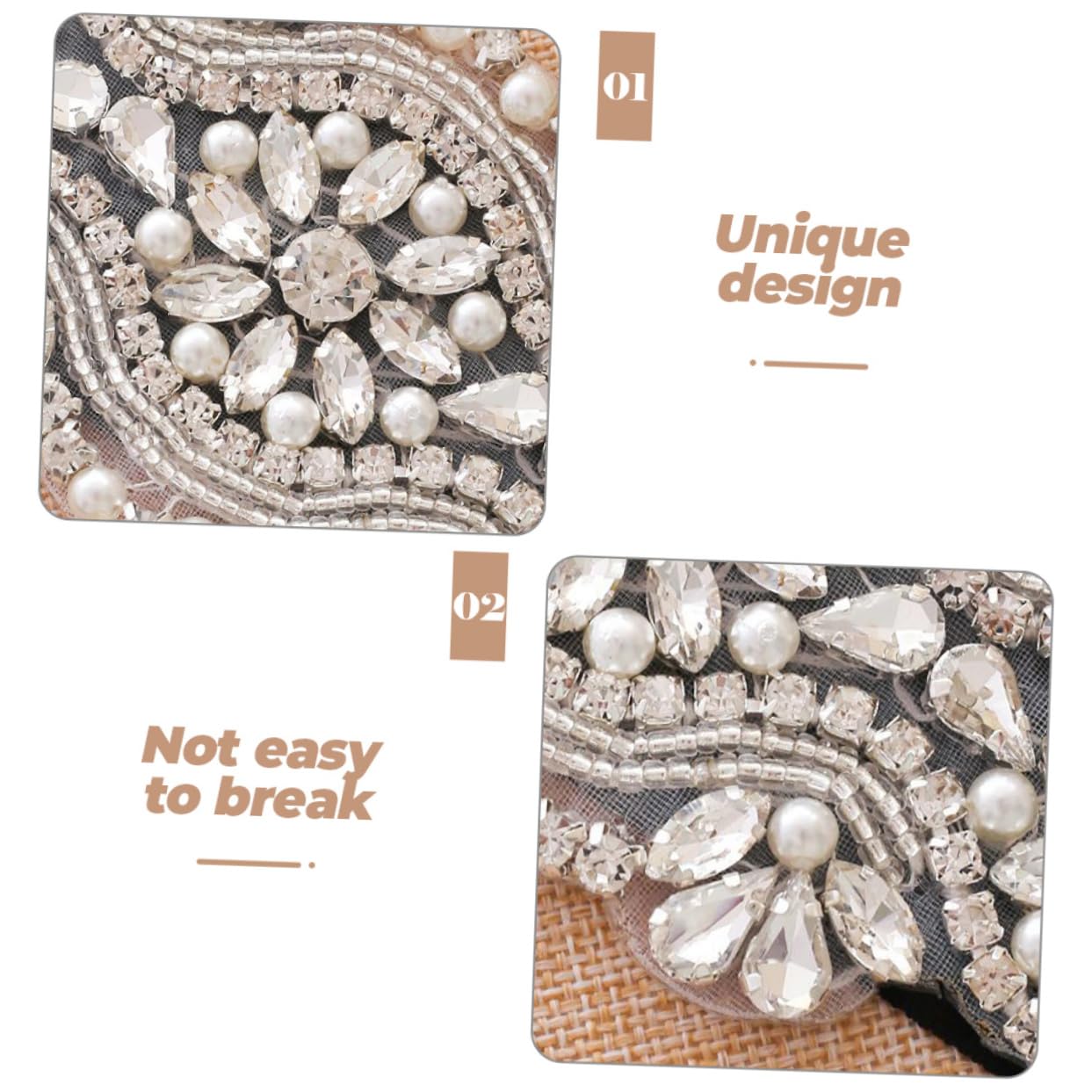 VILLCASE 4stücke Rhinestone Perlen Applikation Für Hochzeitskleid Glänzende Strass Patches Für Dekoration Für Brautgürtel Und Accessoires Elegantes Design Für Kreative Projekte