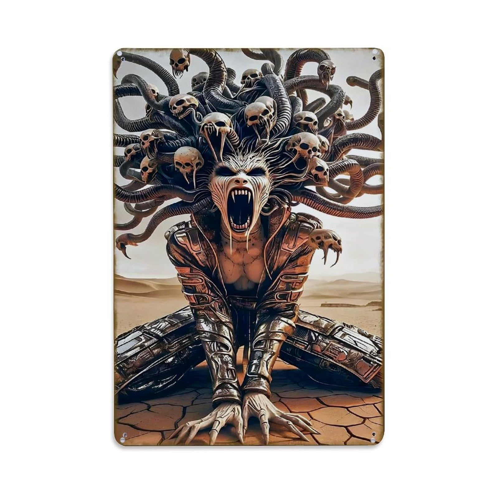 Jdyaojiesheng Vintage Mythical Beast With Skull Tentacles Tin Sign Retro Metal Wall Decor Metal Poster, Home Bar Garage Farmhouse Cafe Wall Art Decoration 8X12inches