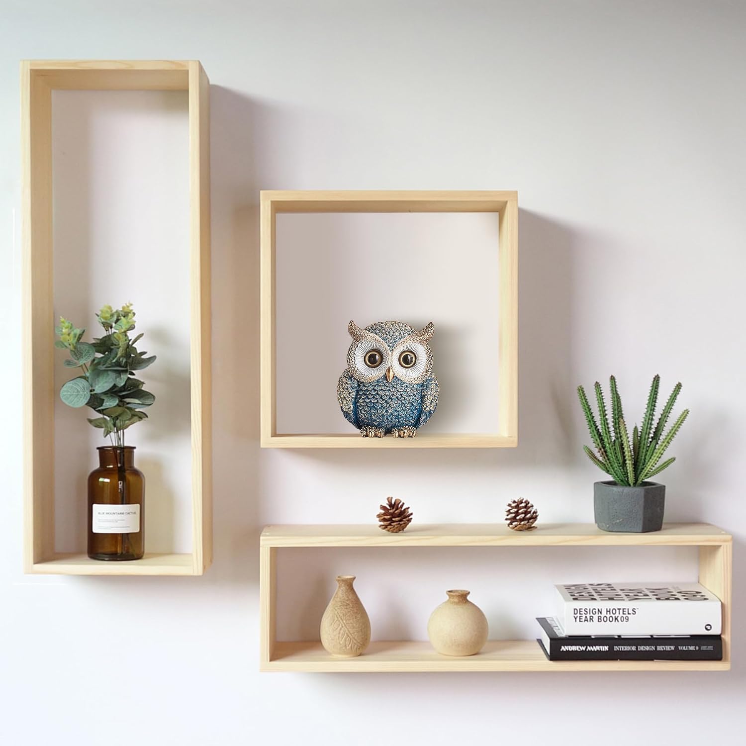 Octdays Owl Statue Home Decor - Cute Owl Figurine for Bookshelf Table Office Bedroom Living Room Mantle TV Stand Decorations Adorable Gifts for Owl Lovers