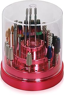 PANA Round Cake Tier Nail Drill Bit Holder Display Organizer Case - Dustproof Carbide Bit Storage Container Box For Manicure Tools Nail Salon - 48 Holes Rose Gold (Drill Bits Not Included)