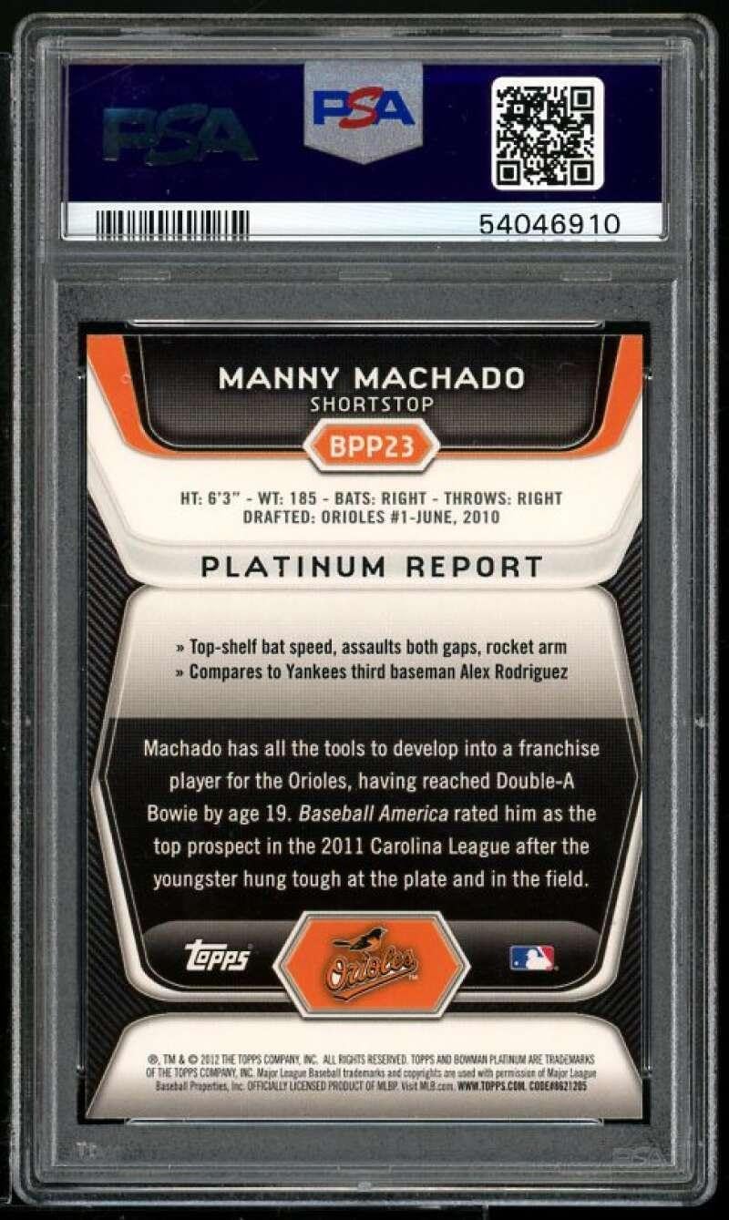 Manny Machado Rookie 2012 Bowman Platinum Prospects Refractor #BPP23 PSA 9 - Baseball Slabbed Rookie Cards
