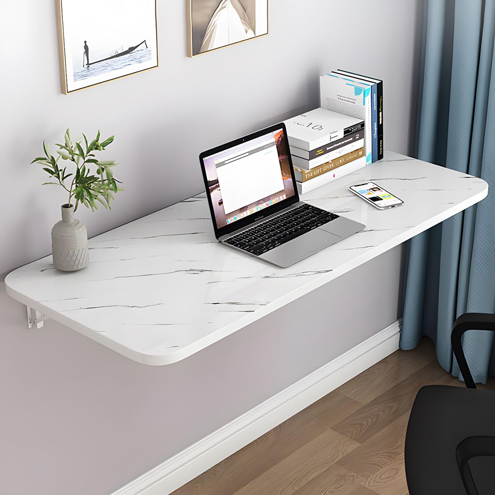 Table pliante murale blanche 60x40 cm, le petit bureau mural pour rester organisé