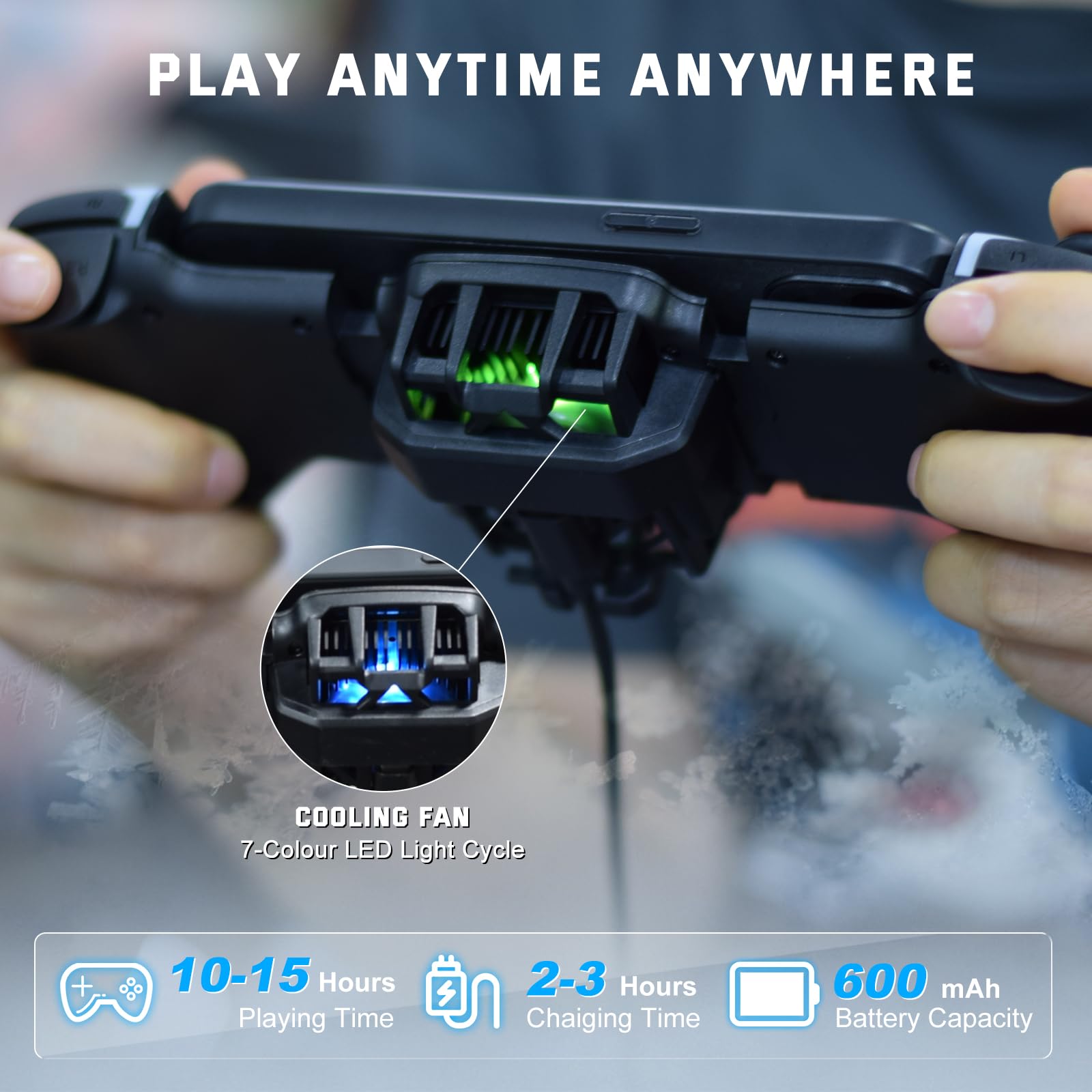 Joso Phone Controller for iPhone/Android with Phone Case Support, Mobile Gaming Controller with Cooler for iPhone 16/15/14, Galaxy S24/S23/S22 - Universal Fit, Customizable Buttons, Turbo