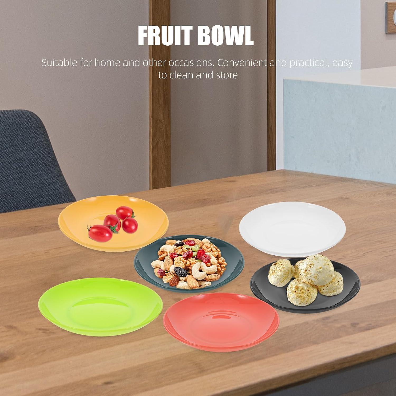 6 Pack Small PP Plates, Lightweight Unbreakable Reusable Snack Plates