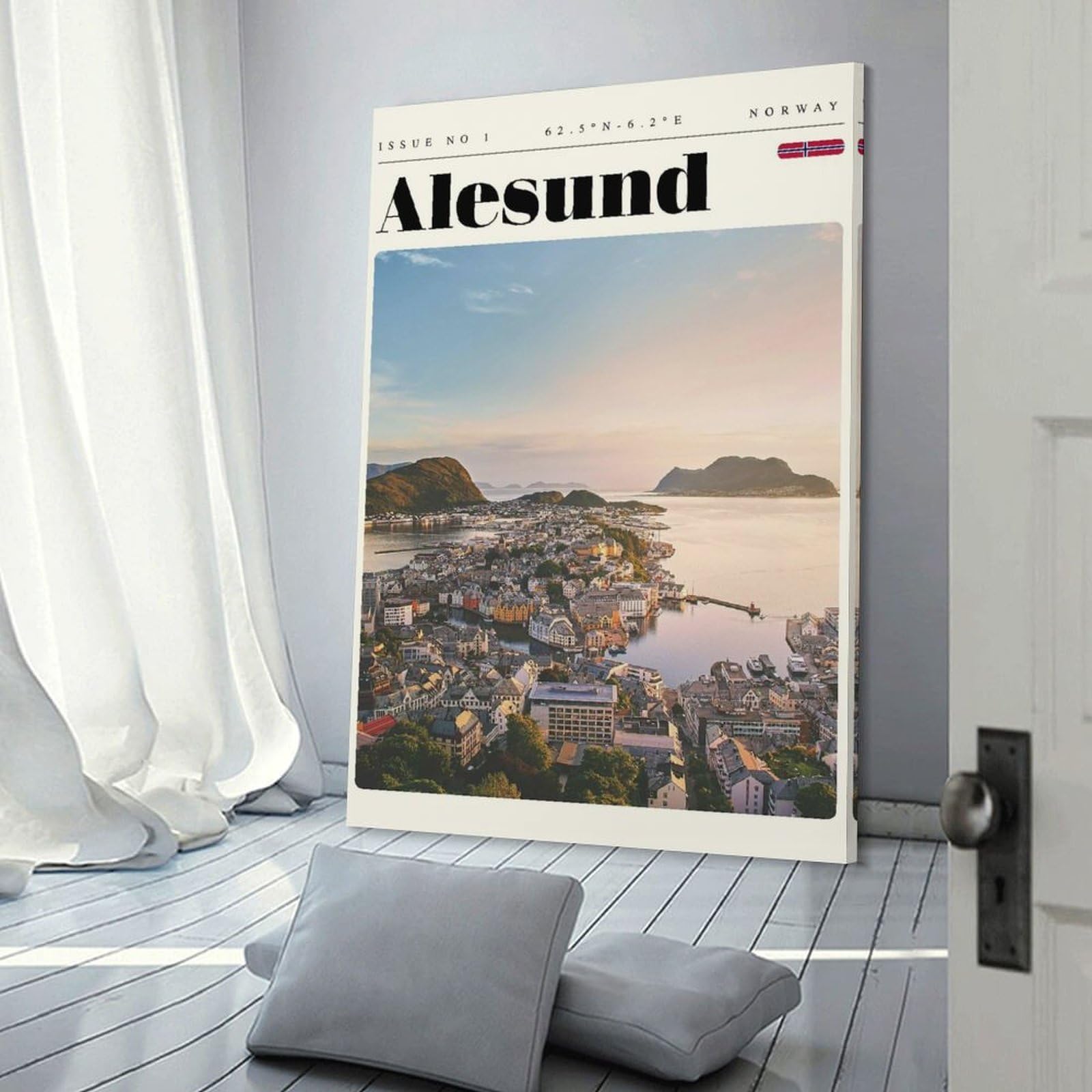 Junmoney Wall Art Print Alesund Norway Travel Art, 20x30inch(50x75cm), for Living Room, Bedroom Or Home Office, Thoughtful Wall Decor for Art Lovers