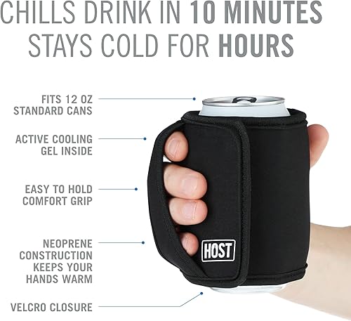 Miniatura 2 de HOST Insta-Chill - Enfriador de latas de gel y bolsa de hielo congelable flexible para latas regulares de 12 onzas, color negro