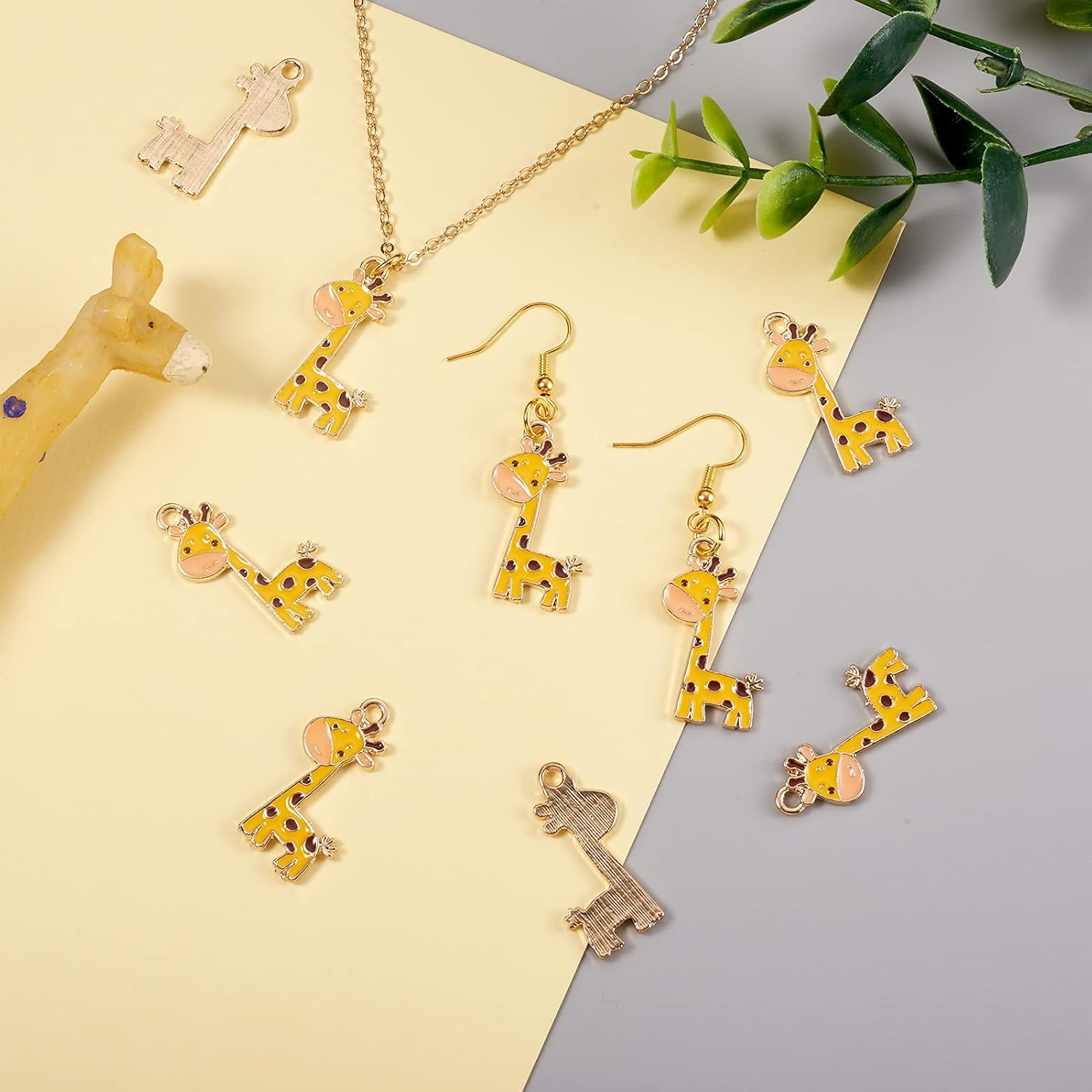 Elecrelive 10Pcs Giraffe Charms Alloy Animal Charms Orange Enamel Pendants Cute Cartoon Hanging Ornaments for Bracelet Necklace Keychain DIY Craft Supplies - Image 3