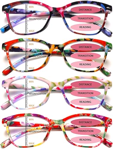 CLASAGA Progressive Multifocus Reading Glasses for Women Pattern Print Blue Ligh