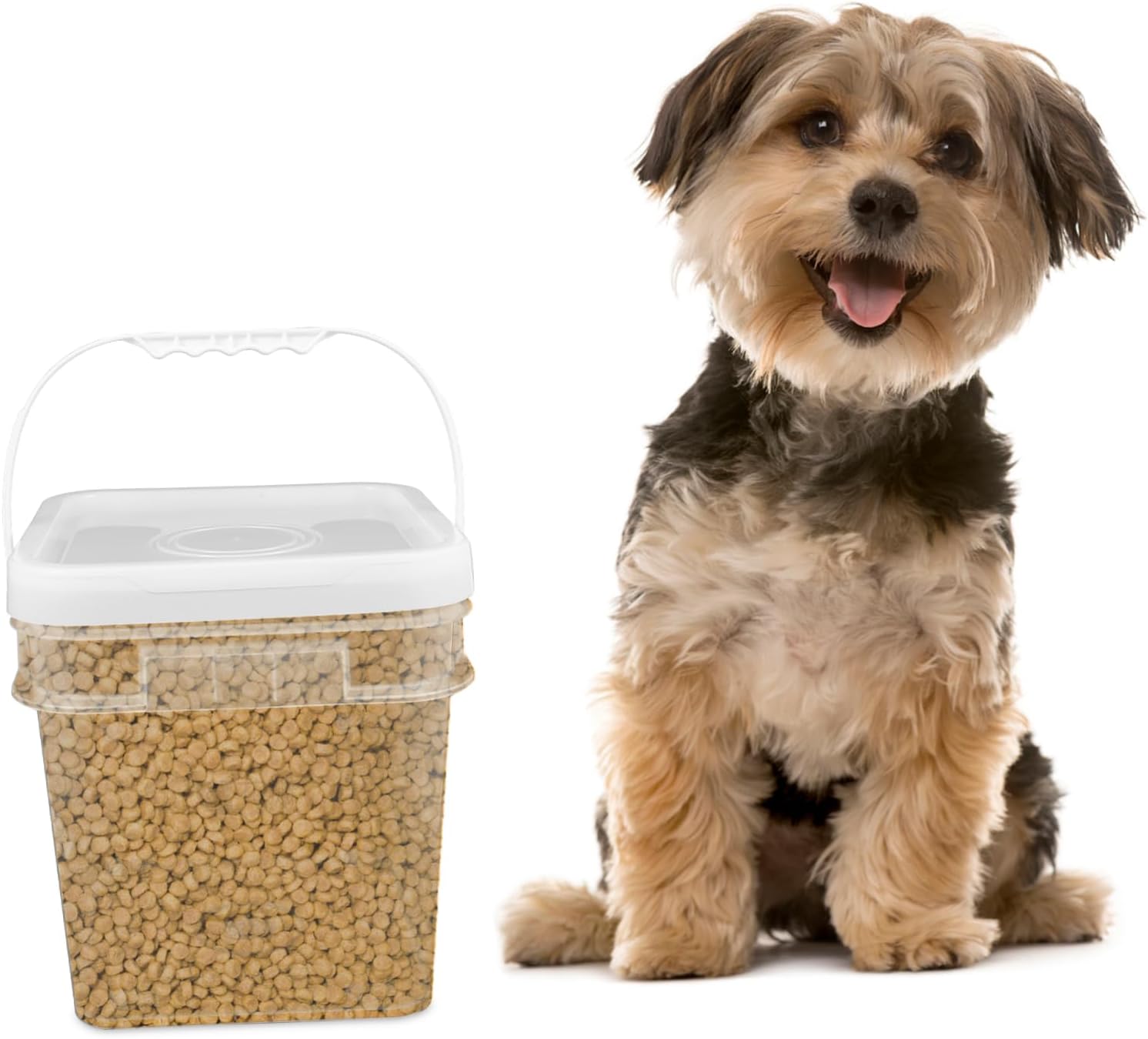2pcs Food-grade Airtight Storage Bin for Pet Food and Capacity Container Handle for Cereal Rice Flour and Dog Treats Design