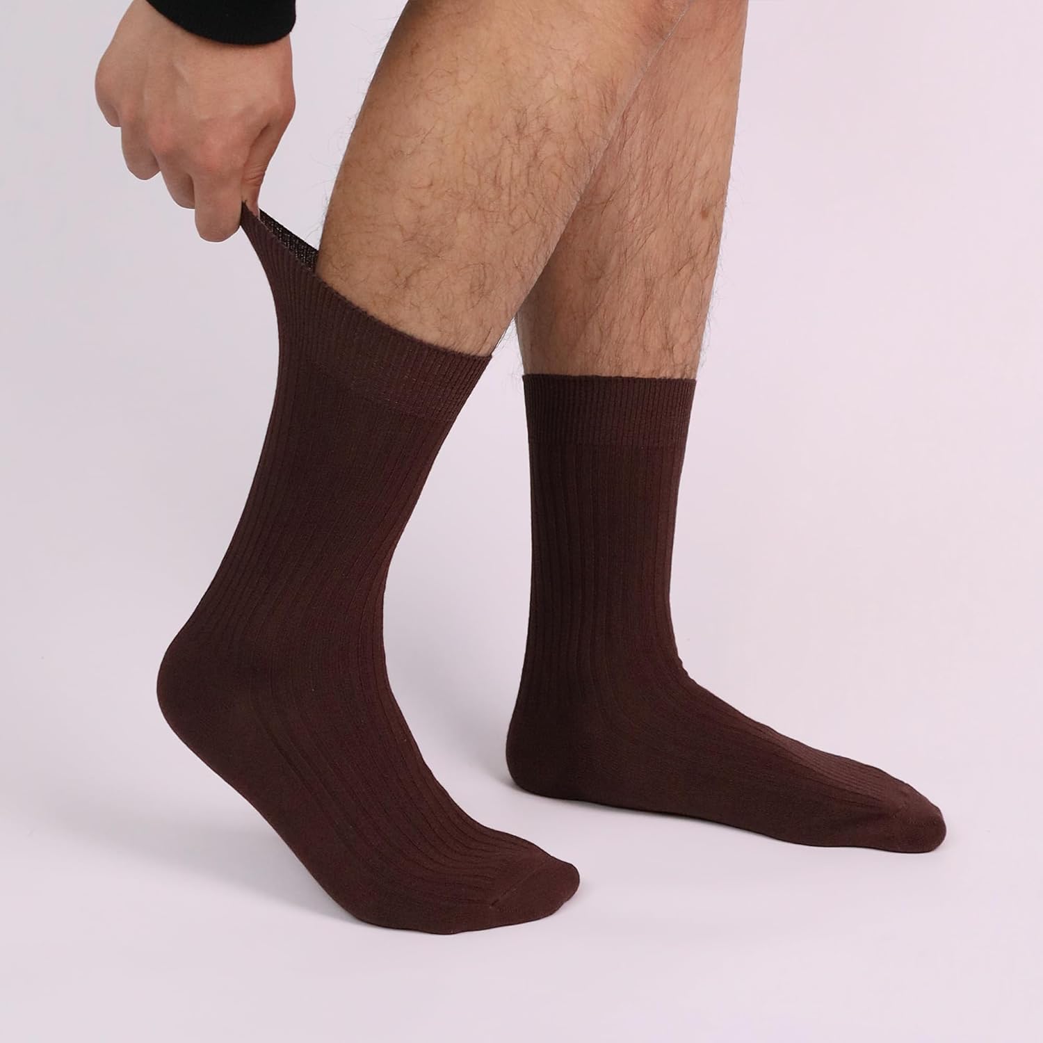 SERISIMPLE Men's Dress Socks - Bamboo Viscose Thin Ribbed Knit, Silky & Soft, Lightweight Business Crew Socks 5 Pairs - Image 2