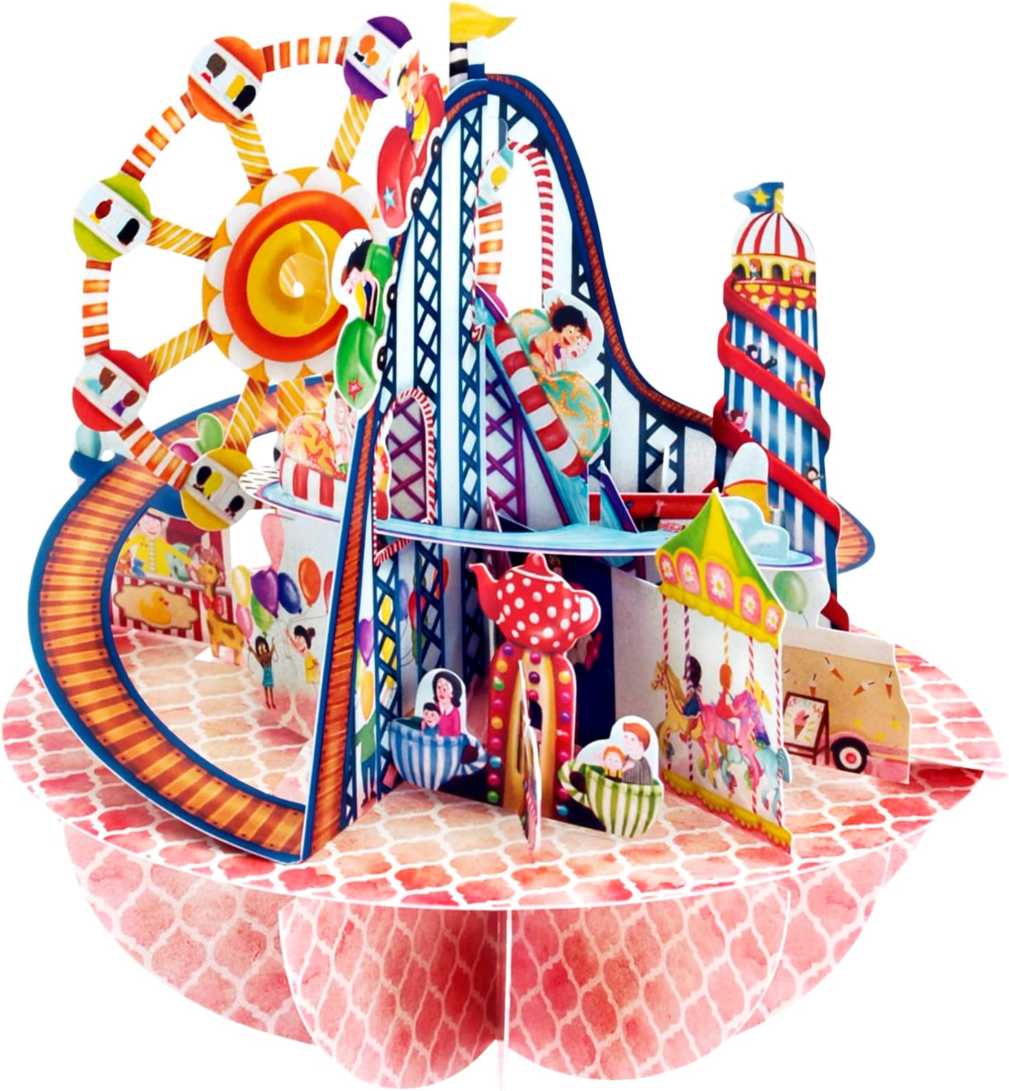SANTOROPirouette, 3D Pop Up Greeting Card - Fairground - For Her, For Kids, Birthday, Celebration, Fun | Carnival, Funfair, Caroussel, Theme Park, Amusement, Circus, Waterpark