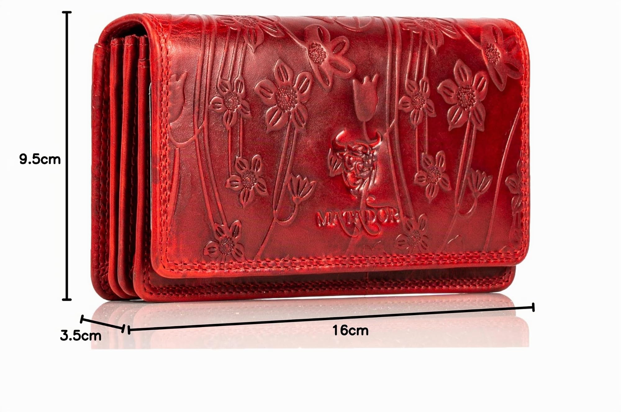 Matador Cartera de Mujer de Piel roja #Venecia con Elegante Caja de Regalo, Elegante Cartera para Mujer, tamaño Mediano con Bloqueo RFID, Cartera de Lujo para Mujer, tamaño Mediano, Muchos