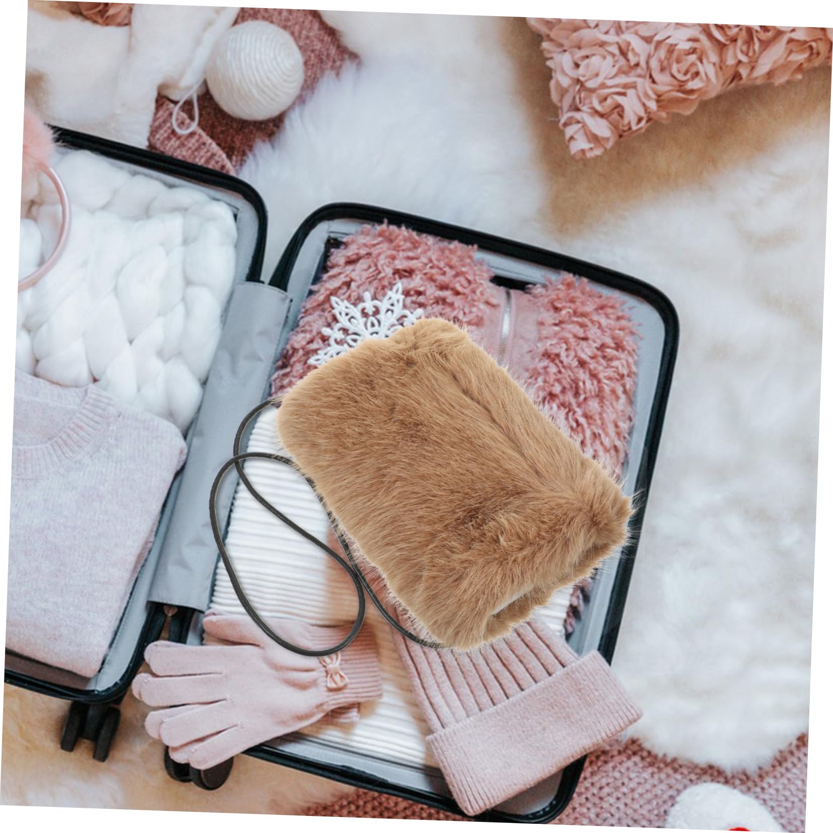 Holibanna Faux Fur Hand Muffs for Women Winter Warm Handbag Hand Warmer Muff Wedding Party Style