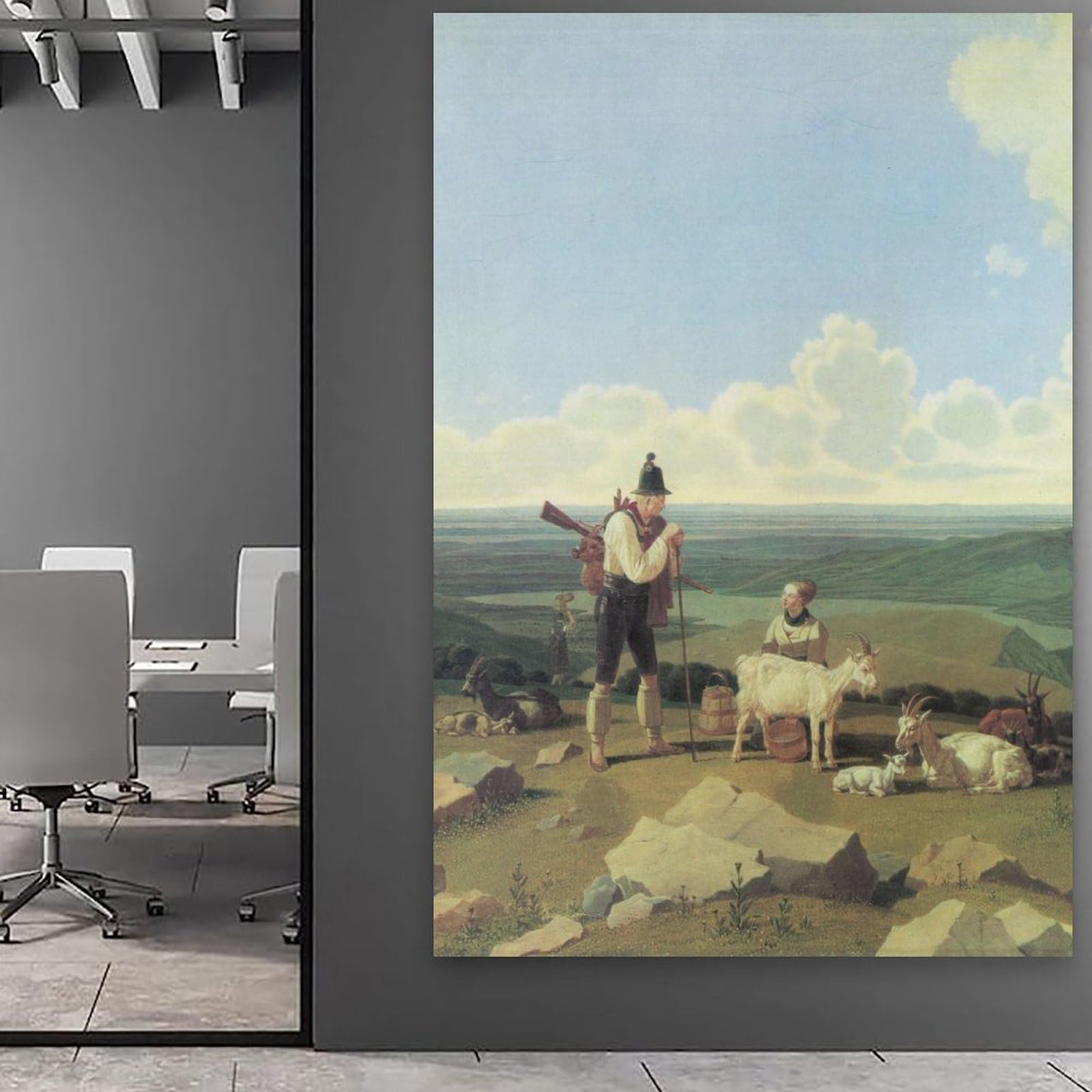 generisch The Chamois Hunter by Wilhelm Von Kobell Impresiones en Lienzo Modernas, Cuadros Decorativos Para Habitación de Niños o Niñas, Murales Para Salón Y Pinturas Con Motivos Festivos 45 x 45 cm
