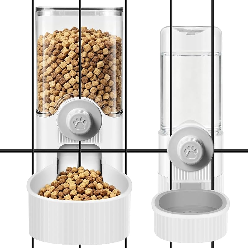 Comedouro e Bebedouro Automáticos Suspensos para Gaiola Yummy Sam Branco