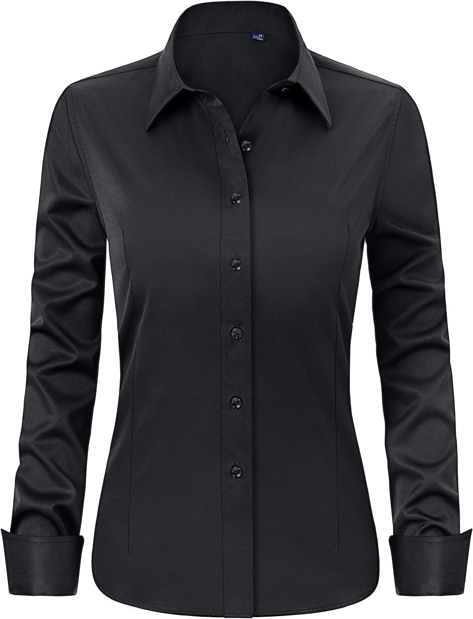 Womens Shirts Long Sleeve Stretch Dress Fitted Shirt Business Casual Work Office Ladies Blouses Shirts