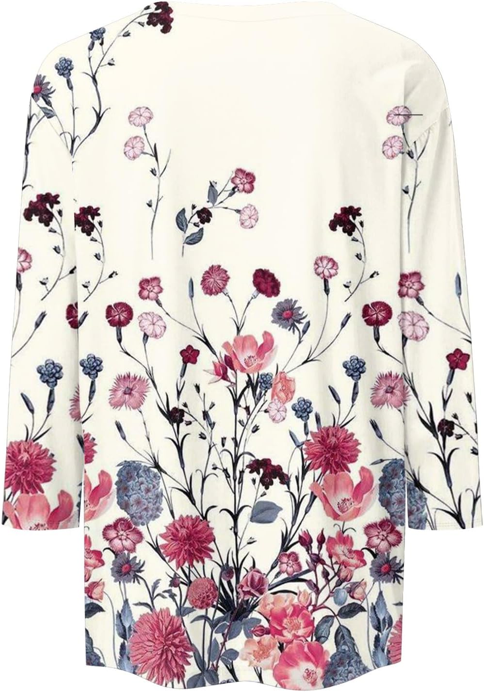 Shirts for Women Summer 3/4 Sleeve Crew Neck Printed Baggy Tops Holiday Dressy Casual Three Quarter Cute Womens Tops