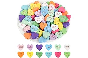 180 Piece Pastel Wood Conversation Heart Beads Add Romantic Elegance to Valentines DIYs