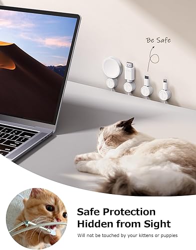 Miniatura 8 de Paquete de 9 clips magnéticos para cables, organizador de cables bloqueo giratorio mejorado, tapa giratoria de 360, gestión de cables, soporte de