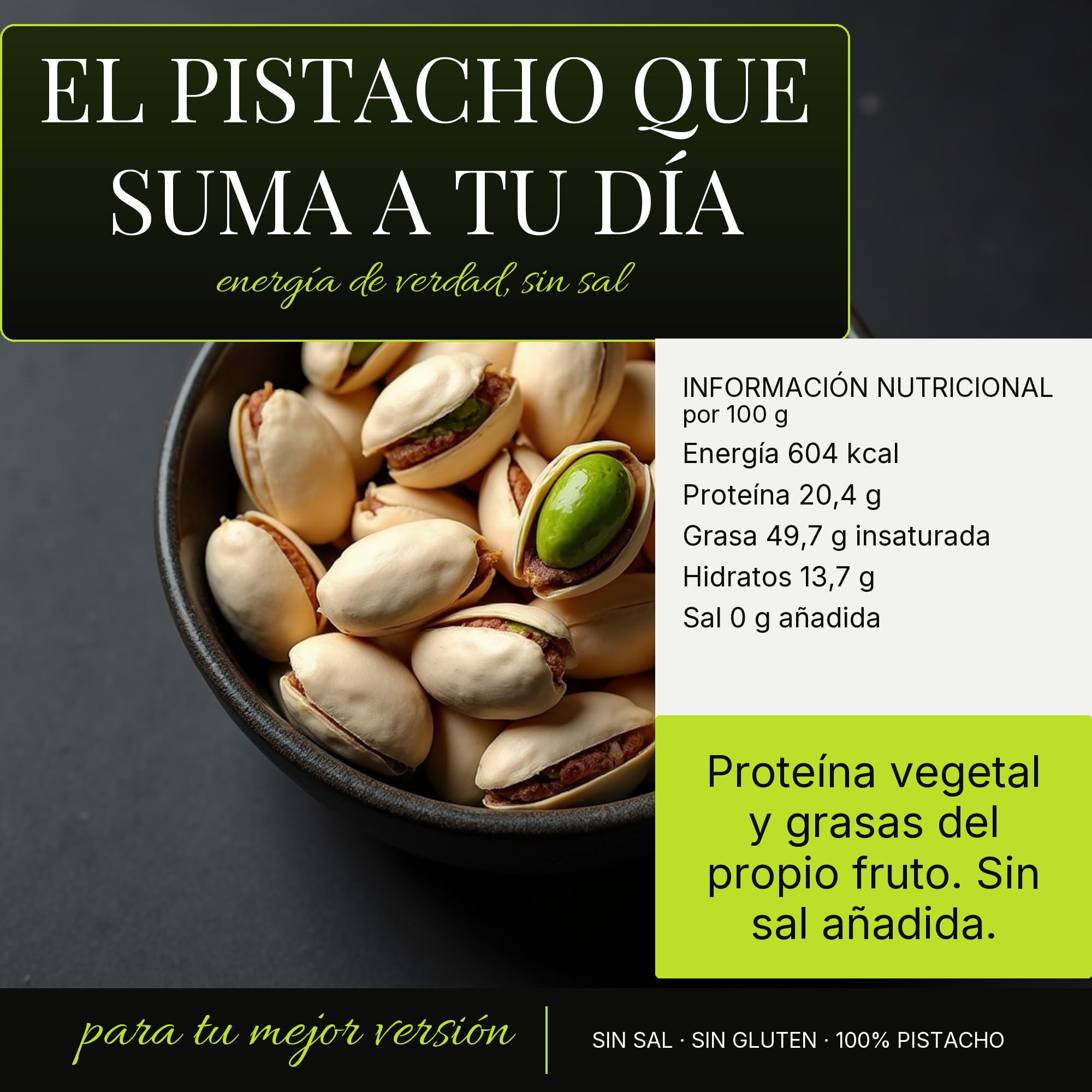 Pistacchi coltivati in Spagna, tostati e salati, SENZA SALE. 4x250 grammi