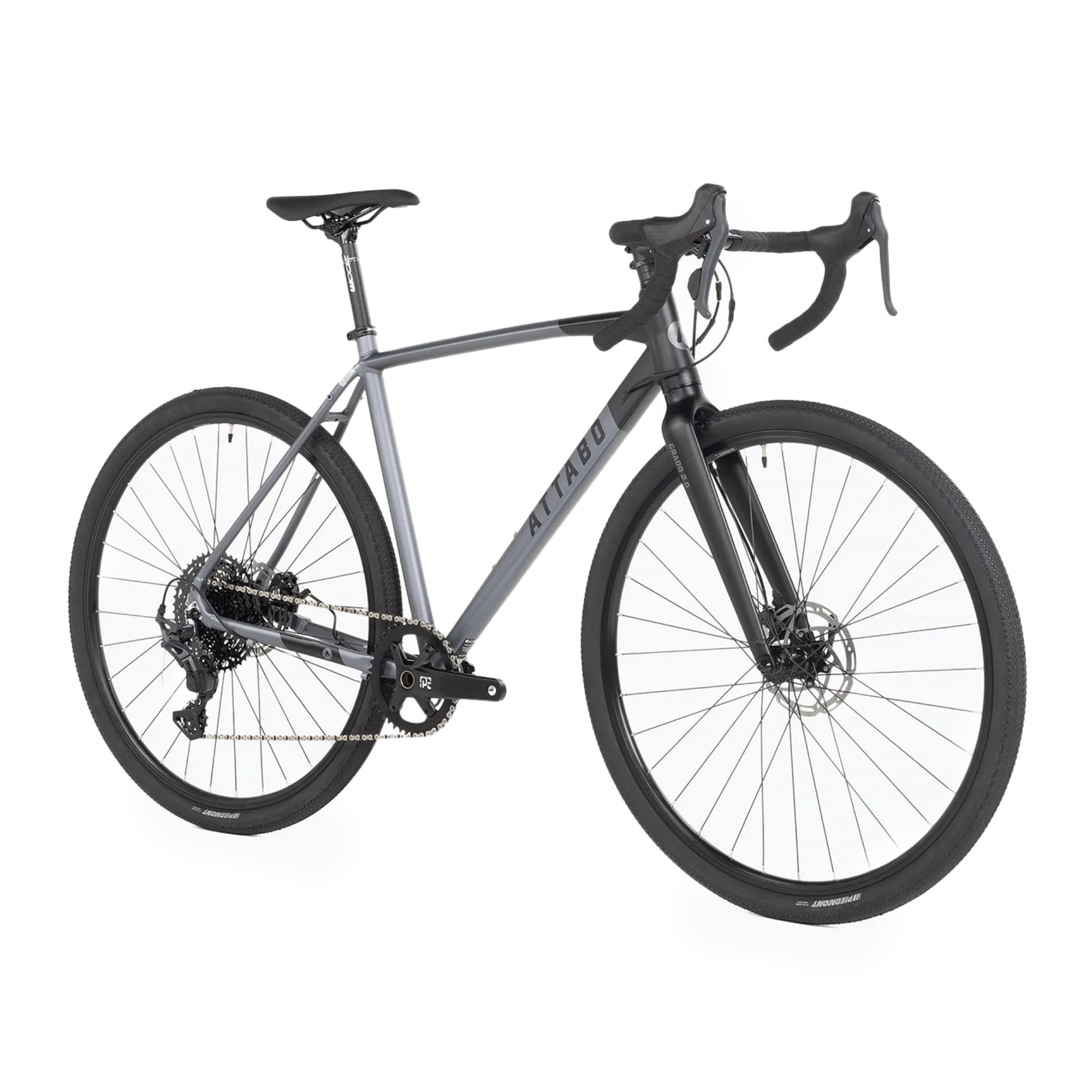 ATTABO Gravel Bike GRADO 2.0 z aluminiową ramą 52-56 cm, ergonomiczna kierownica, mechaniczny hamulec tarczowy TEKTRO rower z kołami 28" z akcesoriami, regulowane siodełko, 10-biegowa skrzynia biegów