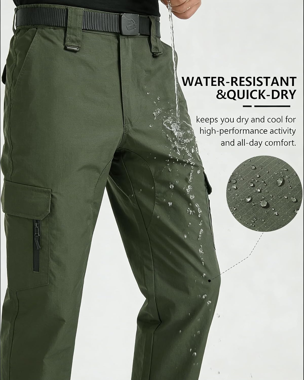 Mens Lightweight Hiking Pant Durable Military Pants Leg-Bound Tapered Waterproof Hunting Fishing Tactical Pants