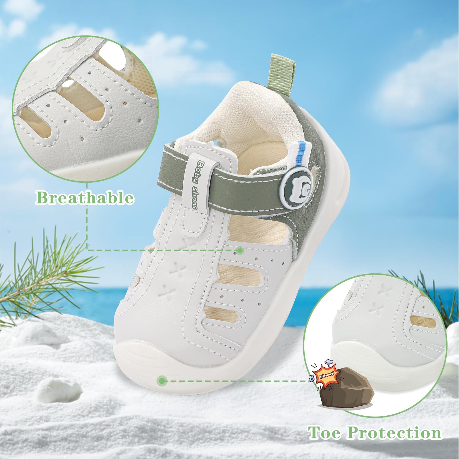 MK MATT KEELY Sandali Neonato Estive Scarpe Primi Passi Traspirante Bambino Sandali Punta Chiusa con Suole Gomma Antiscivolo