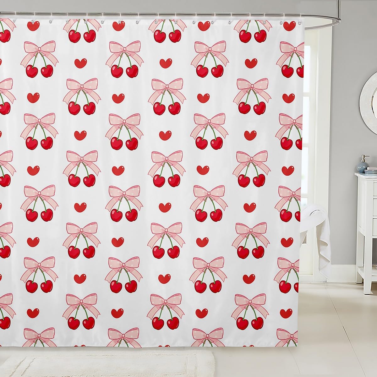 Rideau de douche imperméable avec motif nœud papillon rose