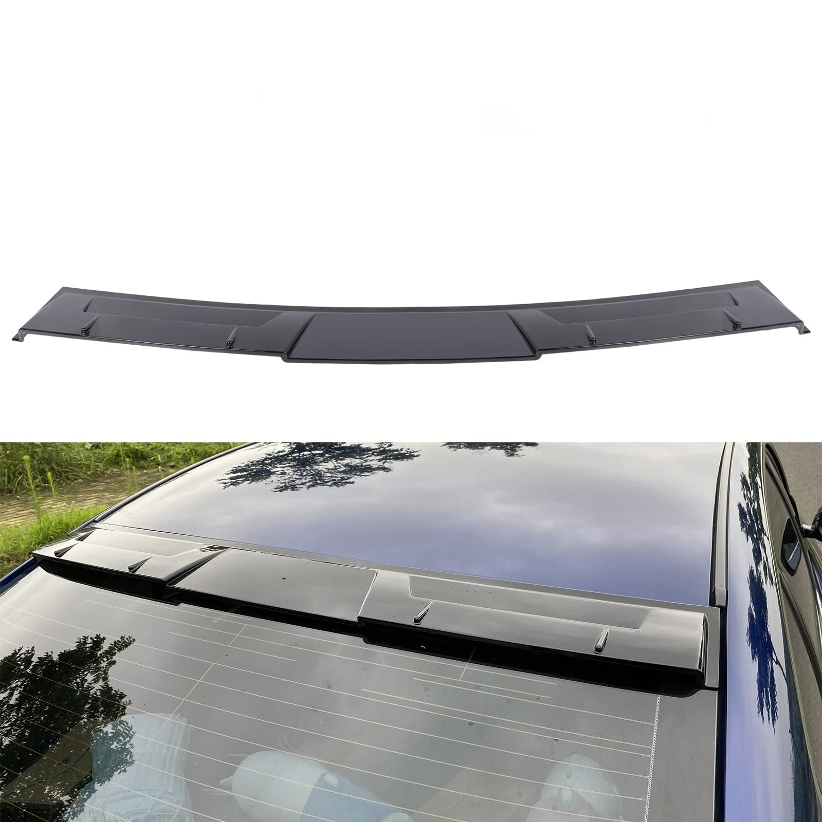 Photo 1 of JOYOTO Sporty Style Rear Window Visor Wing Roof Spoiler Deflector for Infiniti 2014 2015 2016 2017 2018 2019 2020 Glossy Black