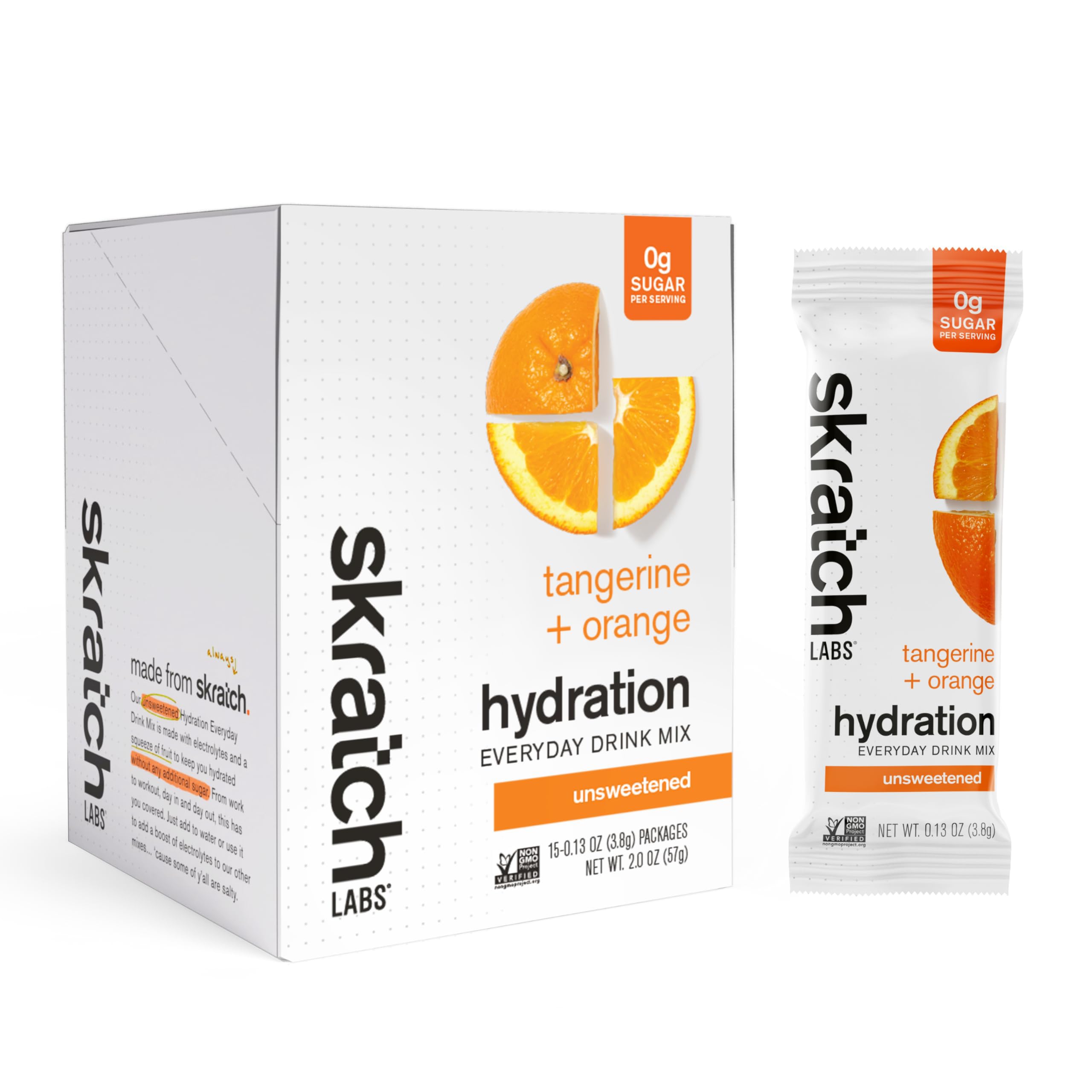 Skratch LabsSugar Free Electrolyte Powder - Hydration Packets - Everyday Unsweetened Drink Mix - Tangerine and Orange - 15 Servings - Keto, Paleo, Vegan, Non-GMO