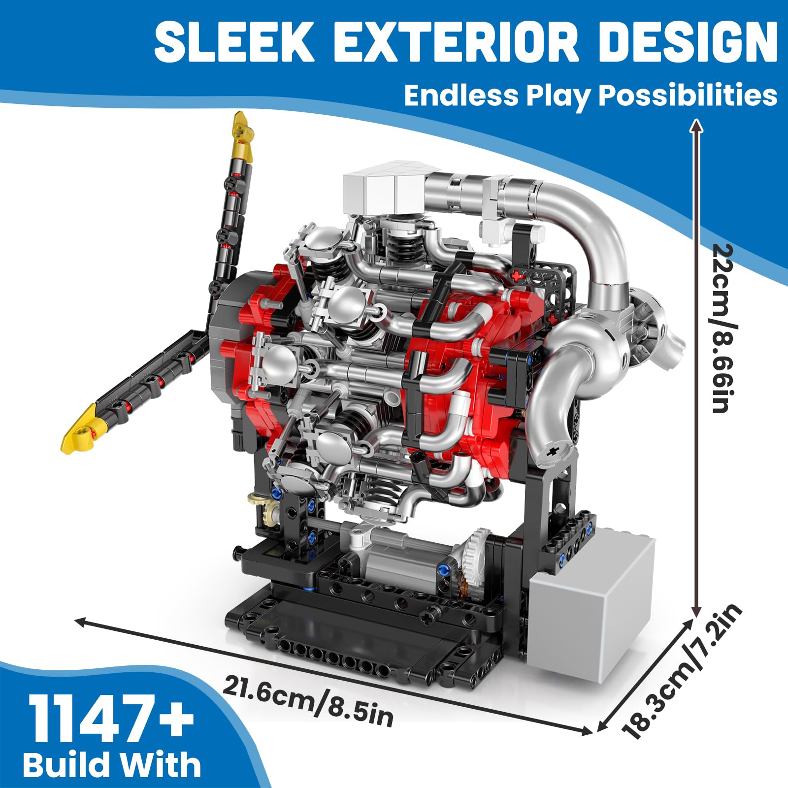 Mould King 10211 Technik Motor Bausatz Bausteine Aviation Motorbausatz Klemmbausteine Simulation Motor Flugzeug Engine Kit für Erwachsene(1147 Teile)