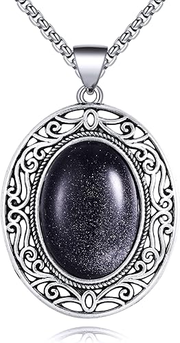 Collar ovalado de piedras preciosas de acero inoxidable con colgante de cristal curativo de piedra semipreciosa para mujeres y niñas