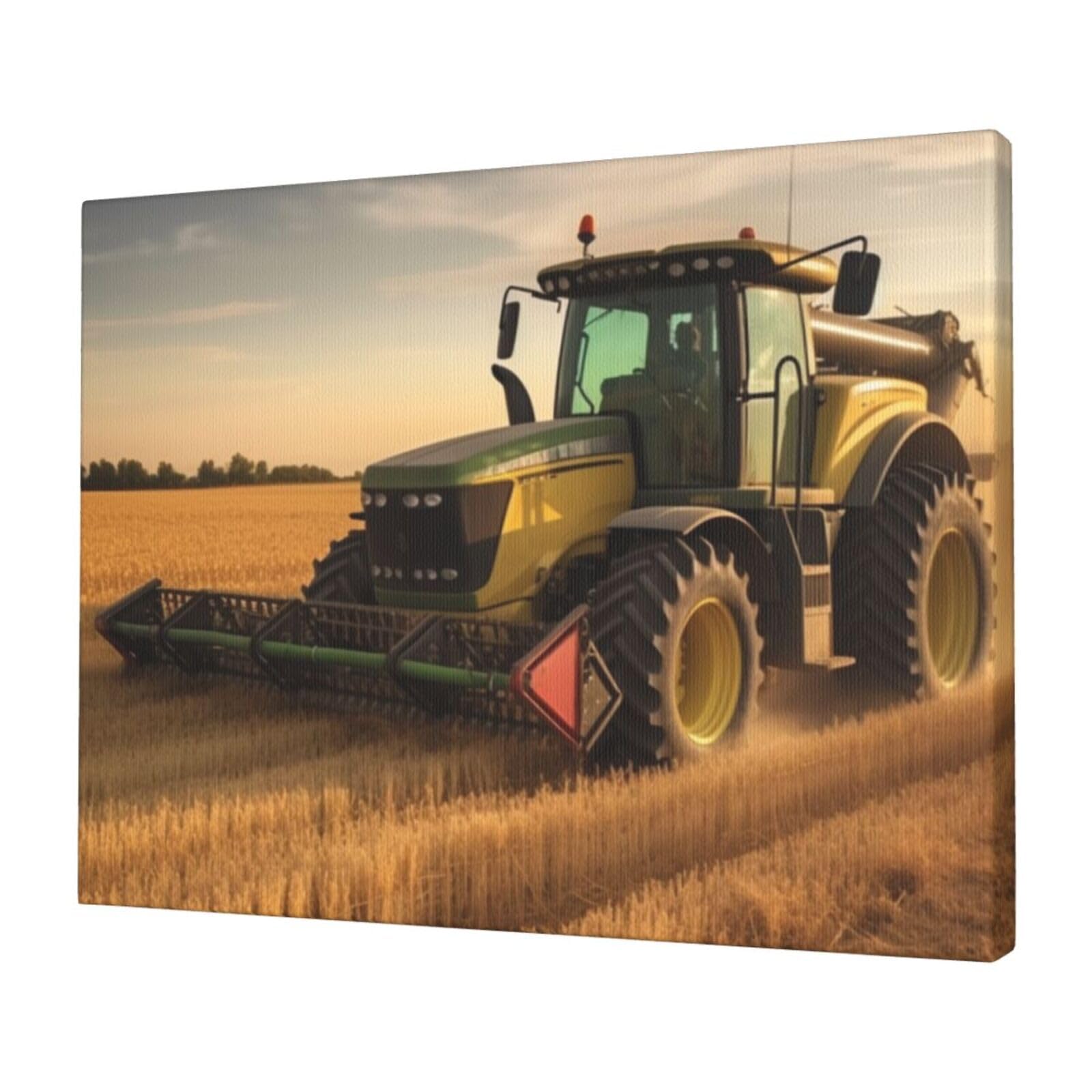 FodPand Canvas Wall Art for Living Room Wall Decor 12"x16" Modern Artwork Painting Pictures Hanging Canvas Prints Farm Tractor Harvest Aesthetic Wall Art for Bedroom Bathroom Office Wallart Decor