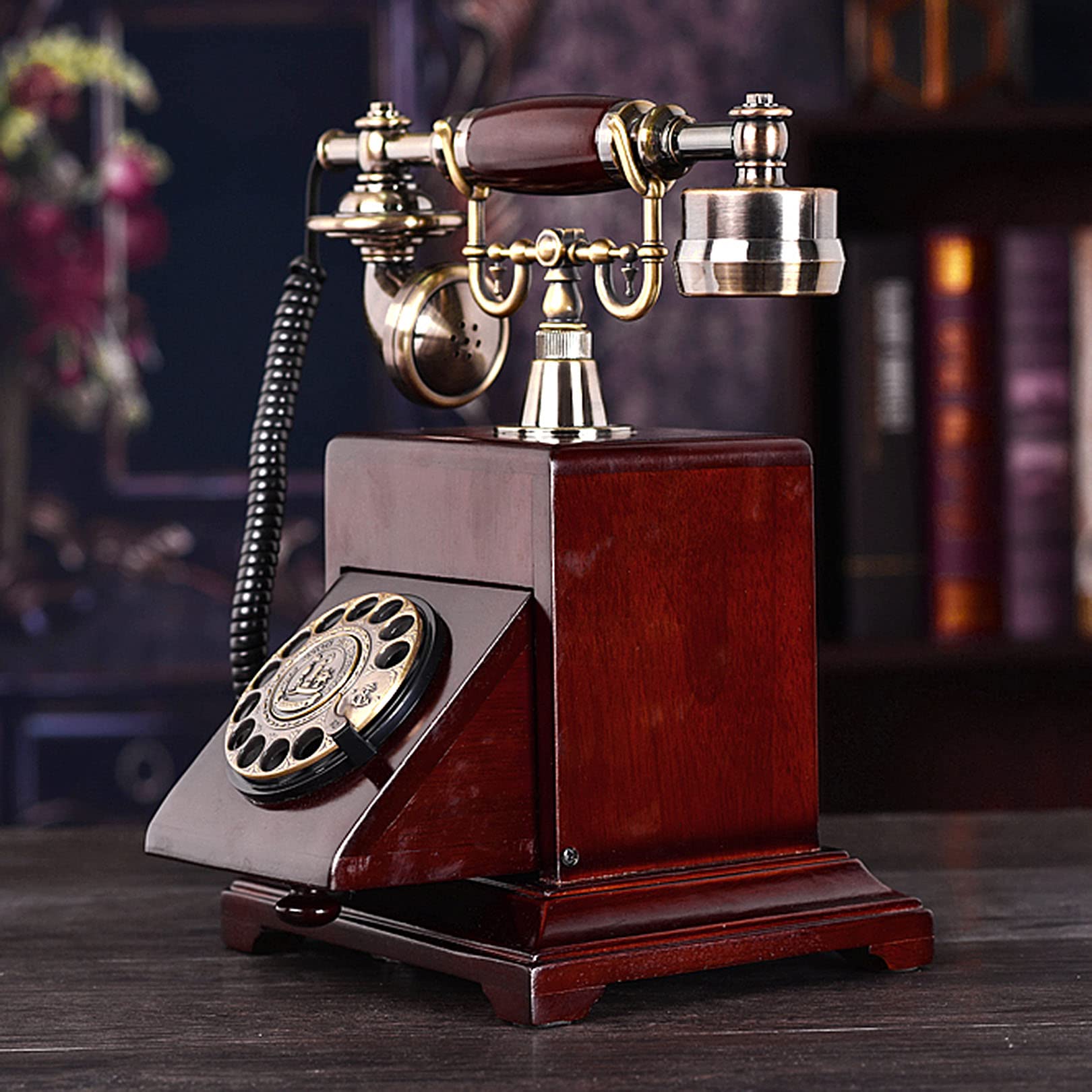 Klasyczny telefon stacjonarny, wielofunkcyjny telefon domowy, retro telefon vintage do wystroju domu, hotelu lub biura