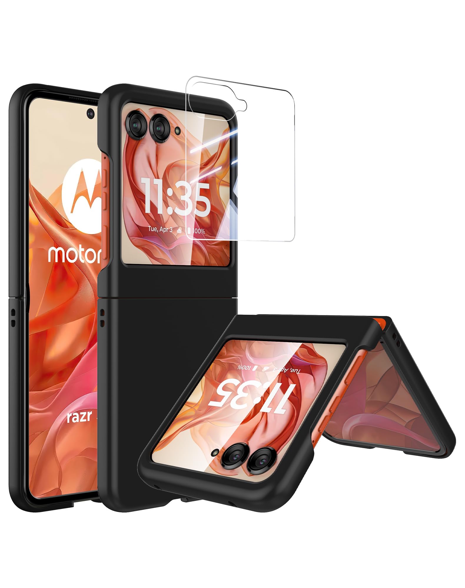 Foluu Slim Fit Case for Motorola Razr 2024/2025 [Not fit Razr Plus 2024], with Front Built-in Screen Protector, Ultra Thin Matte PC with Non-Slip Grip