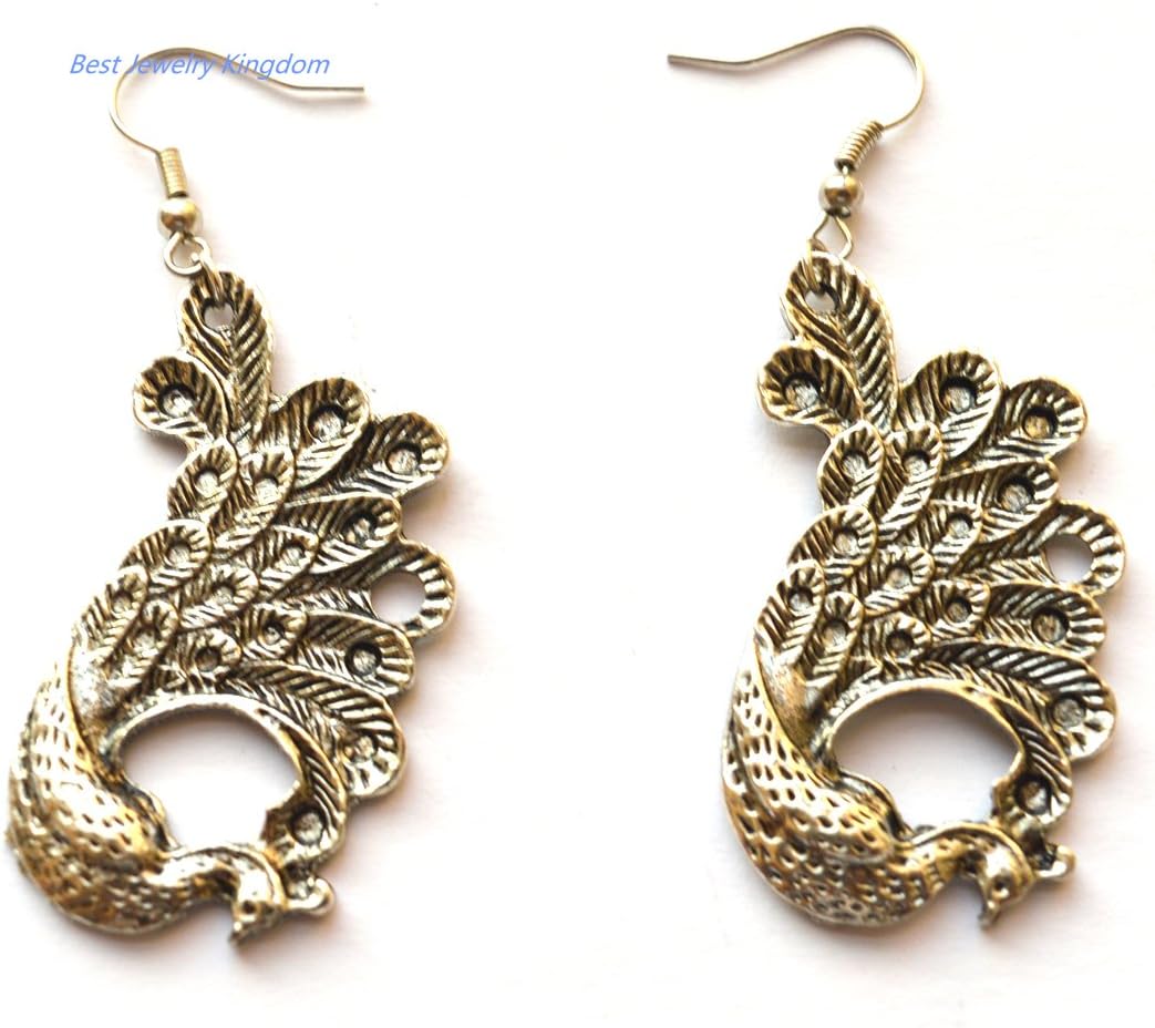 PEACOCK EARRING - Peacock wedding - bridesmaids earrings - Peacock earrings -Peacock Jewelry-Silver Earrings