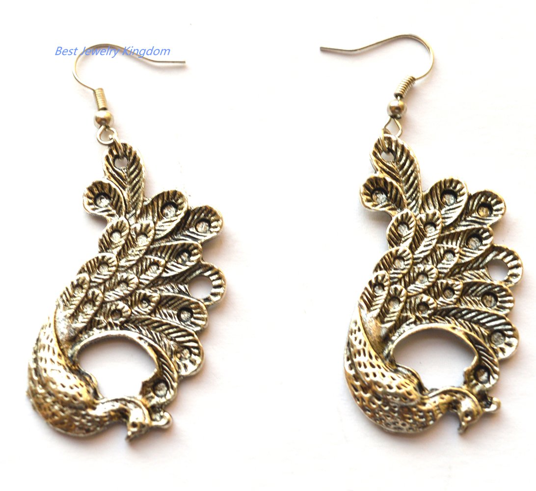 PEACOCK EARRING - Peacock wedding - bridesmaids earrings - Peacock earrings -Peacock Jewelry-Silver Earrings