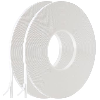 2 Roll of White Double Sided Foam Tape,PE Foam Tape,Sponge Soft Mounting Adhesive Tape 1/4 Inch by 50 Feet