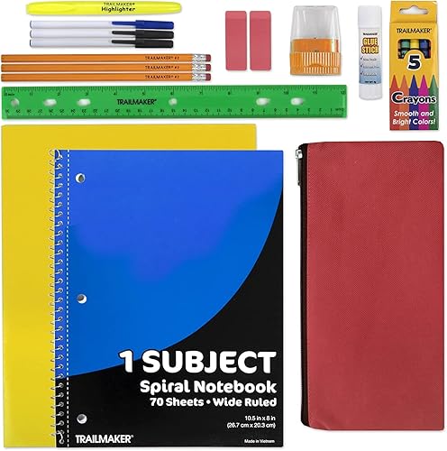 Miniatura 5 de Trail maker Paquete de 24 mochilas a granel con suministros, mochilas a granel de 17 pulgadas con 20 piezas de suministros de papelería al por mayor