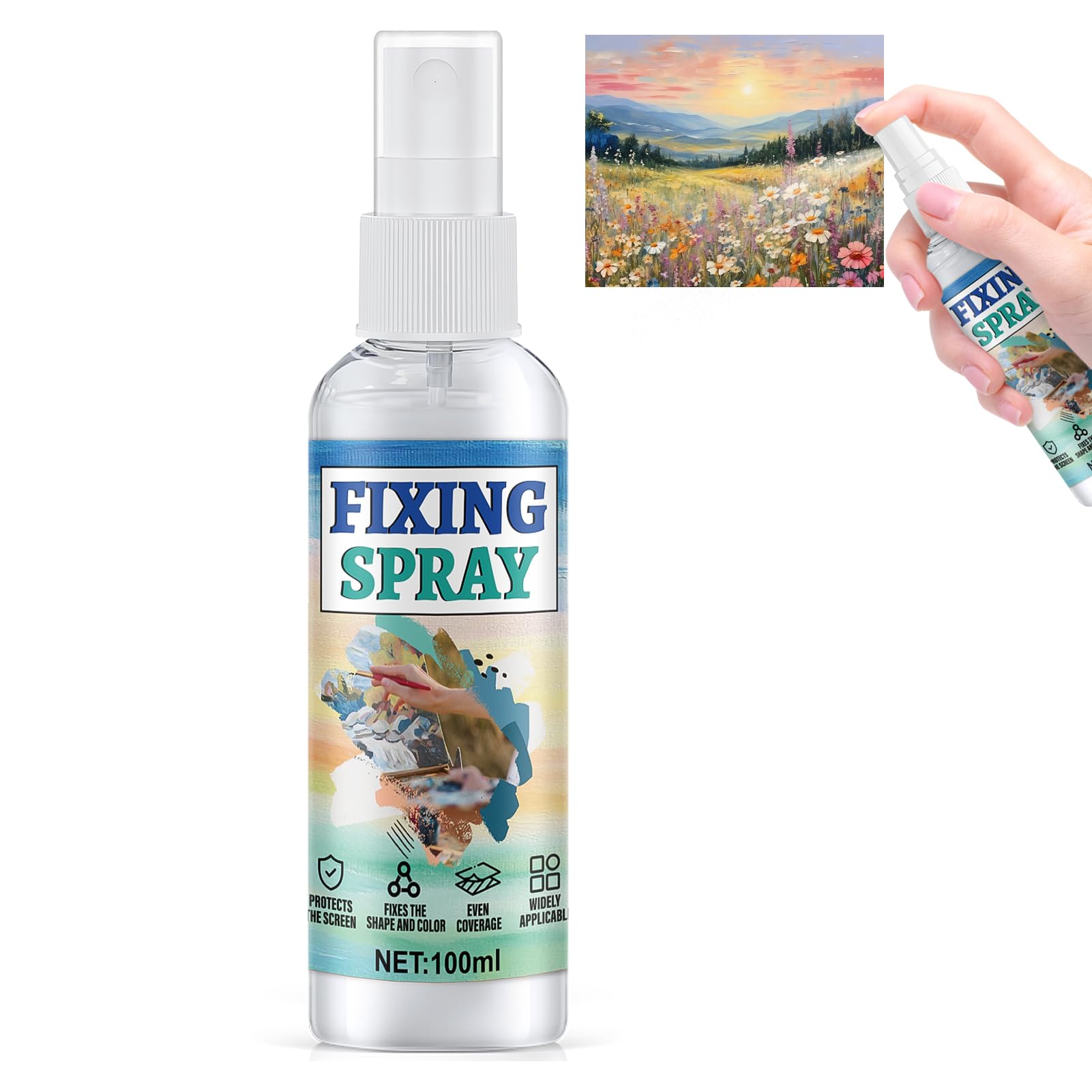 Ganbaro Fixative Spray for Art, Fixative Spray for Pencil, Charcoal and Pastel Drawings, Oil pastel fixatives sprays, for Oil, Acrylic, Gouache, Watercolour, Ink and Pastels Paints, 100ml