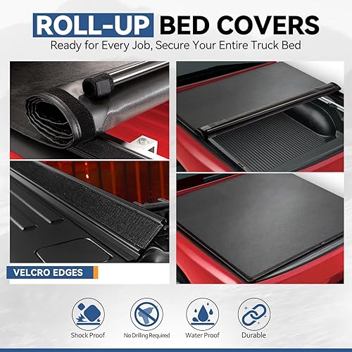 Miniatura 3 de Kit de cubierta enrollable de vinilo suave para camioneta compatible con Frontier de 6.1 pies FleetsideStyleside cama 05-21, negro mate