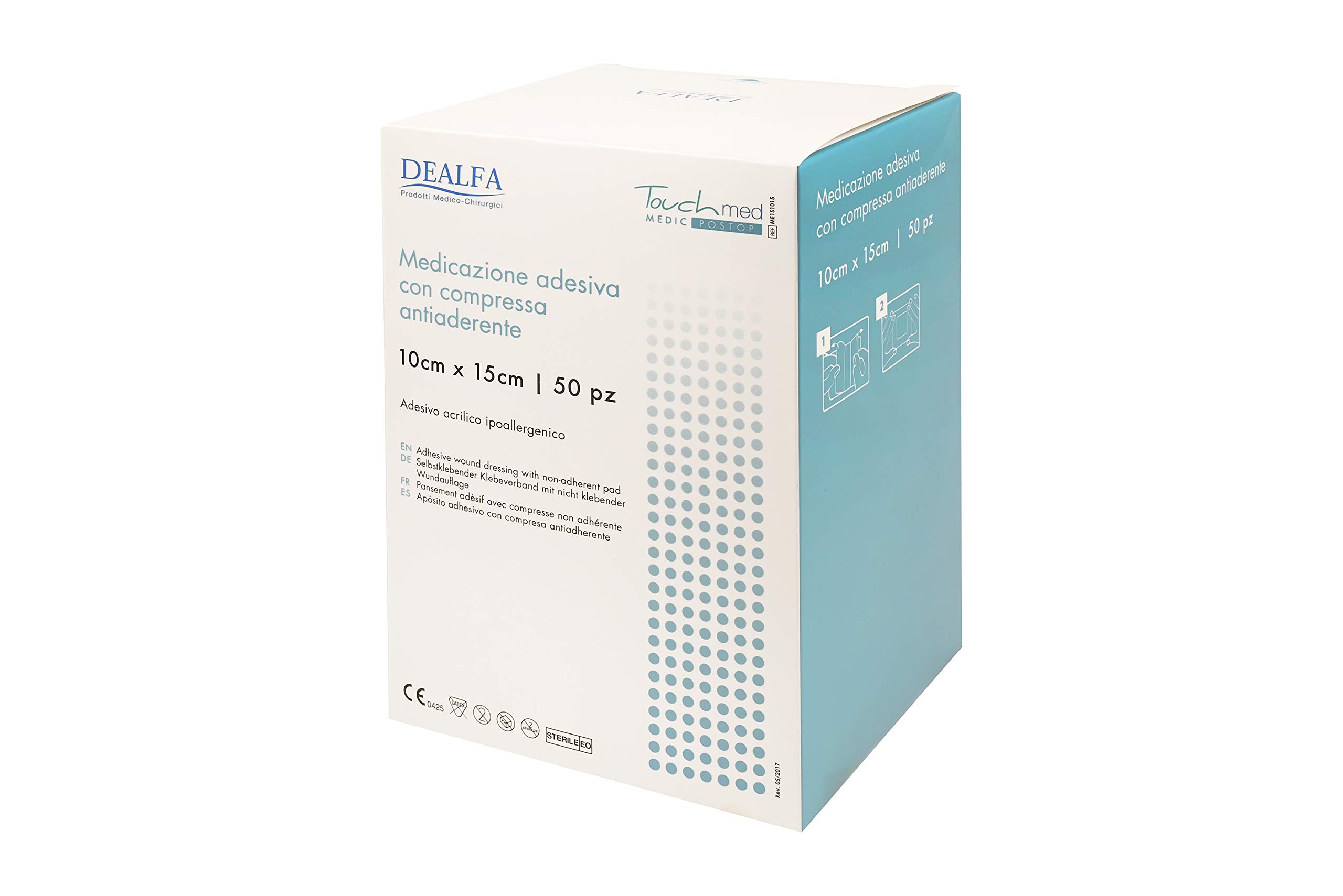 TOUCHMED Cerotto Adesivo Sterile in TNT con Compressa Antiaderente - 10x15 cm - Traspirante e Assorbente - Ottima Adesività - Monouso - Confezione da 50 Pezzi