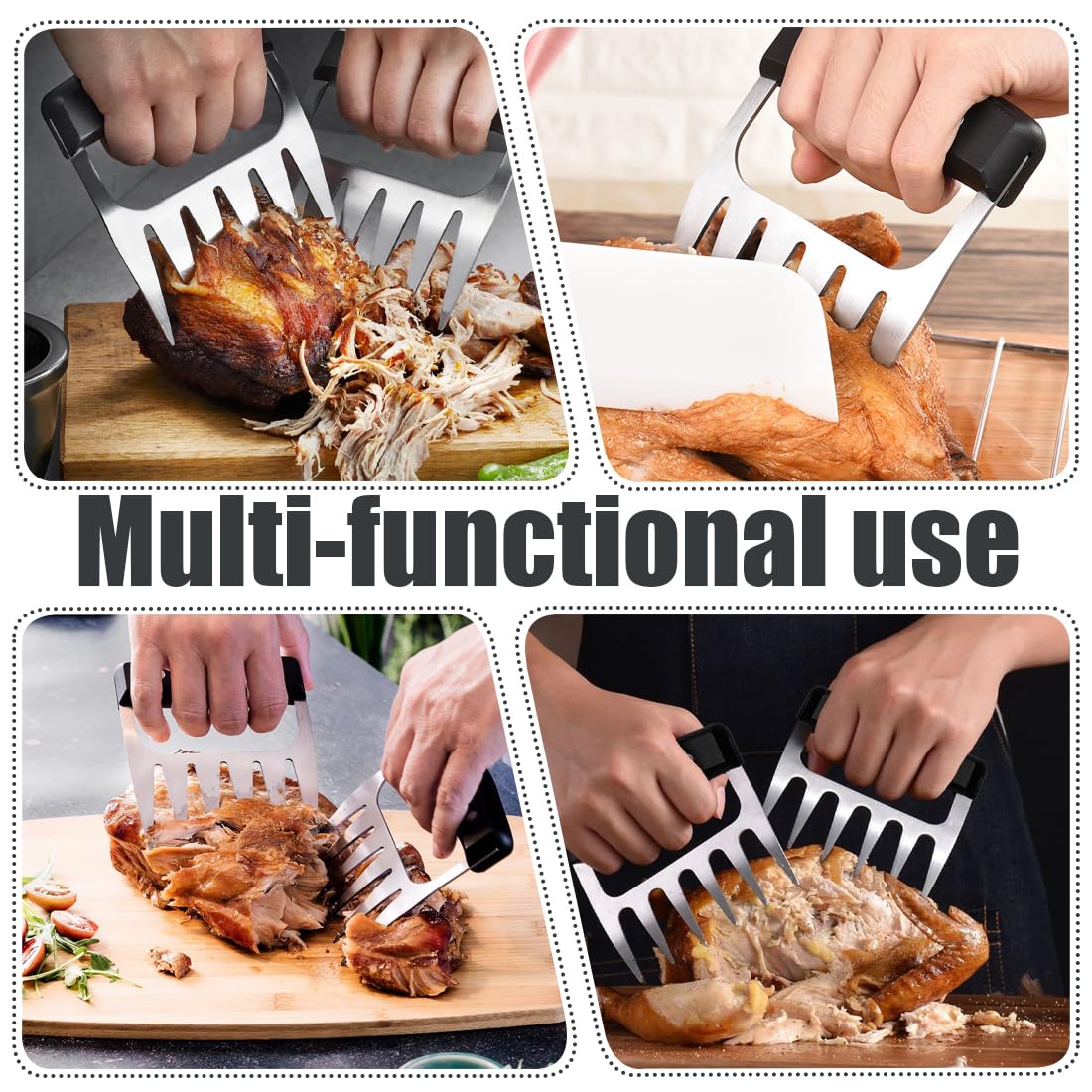 Artigli Pulled Pork in Acciaio Inossidabile per Amanti del Barbecue, Meat Claws per Tritare e Fissare la Carne, Idea Regalo per Uomo