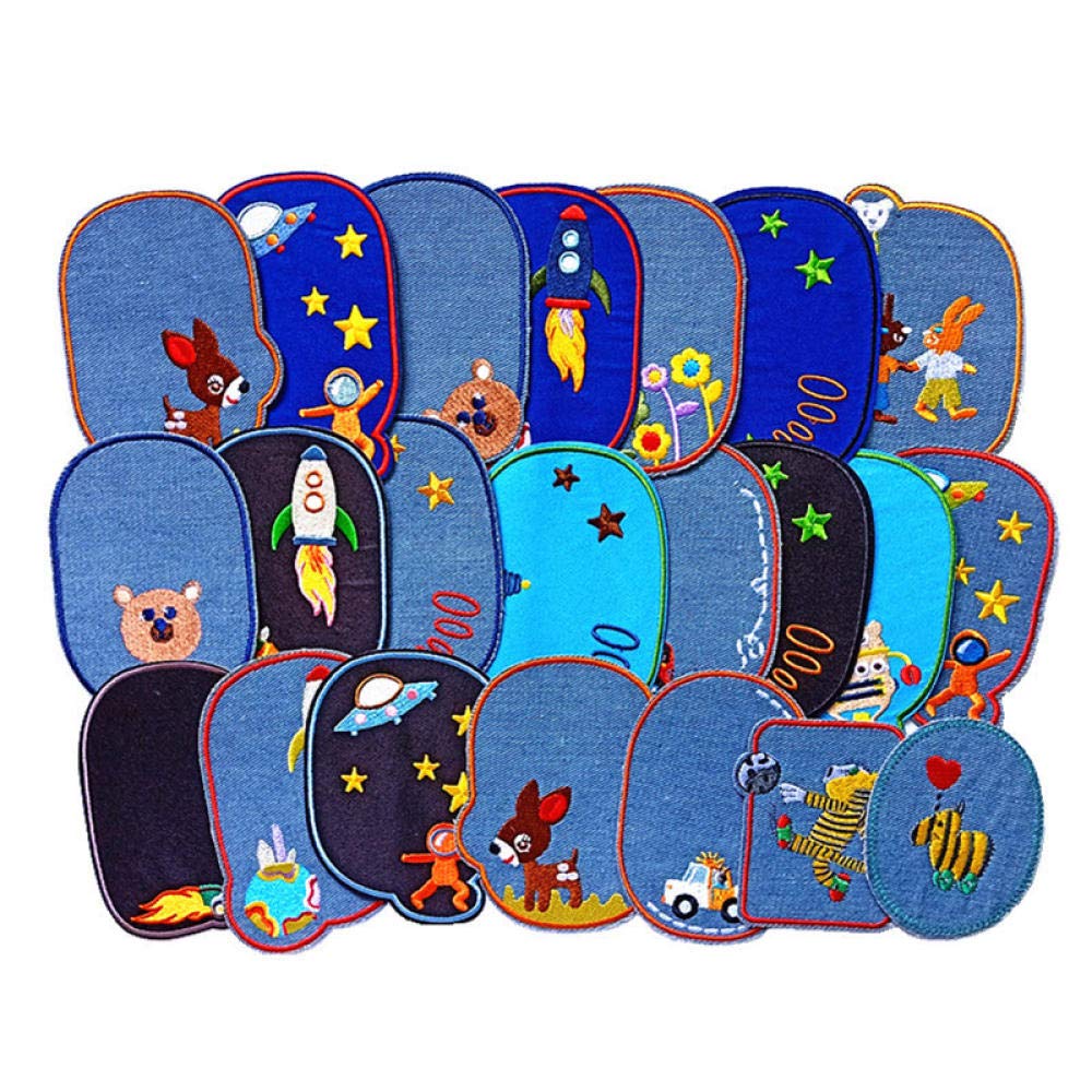 LZHLMCL Parche Bordado Para Ropa 23 Piezas Alien Space Animal Parches Bordados Ropa Planchar En Jeans Apliques Diy Brazo Abrigo Pantalones Bolsos Sombrero Pegatina Decoración