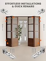 Vista 3 de Kit de Reparación de Herrajes para Puerta Plegable - 1 Paquete Kit de Herrajes para Puerta de Granero de Armario Bi-fold para Riel de 7/8" a 1