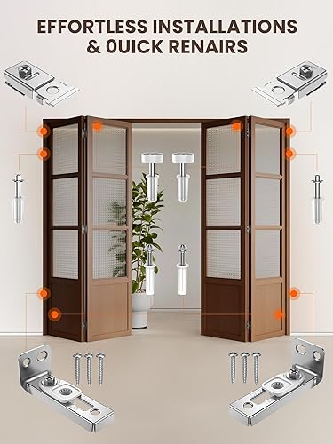 Miniatura 3 de Kit de reparación de herrajes para puerta plegable. Paquete de 2 herrajes para puertas correderas de armario plegables para pistas de 78 a 1