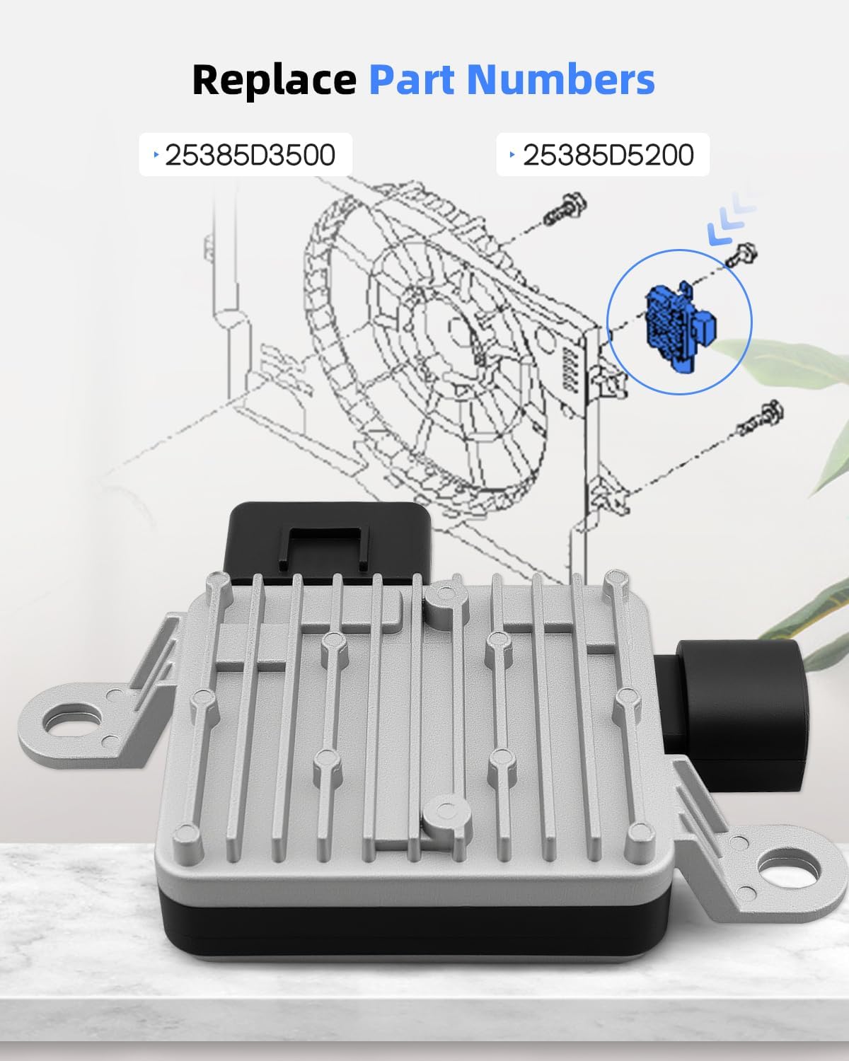 Radiator Cooling Fan Control Module Fit for Kia Optima Seltos Sportage Hyundai Kona Elantra Turbo Ioniq Sonata Tucson, Replace 25385D3500 25385D5200